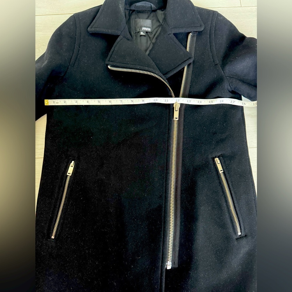 ARITZIA Wilfred Free Fei Wool Black Pea Coat Lined Moto Style Jacket - Picture 9 of 10